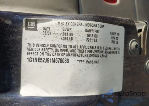 2001 Chevrolet Malibu Ls z USA, uszkodzony, nr VIN 1G1NE52J91M678033